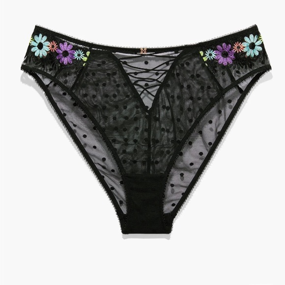 Savage X Fenty Polka Dot Floral Free Spirit Embroidery High Leg Bikini Panty - Picture 7 of 14